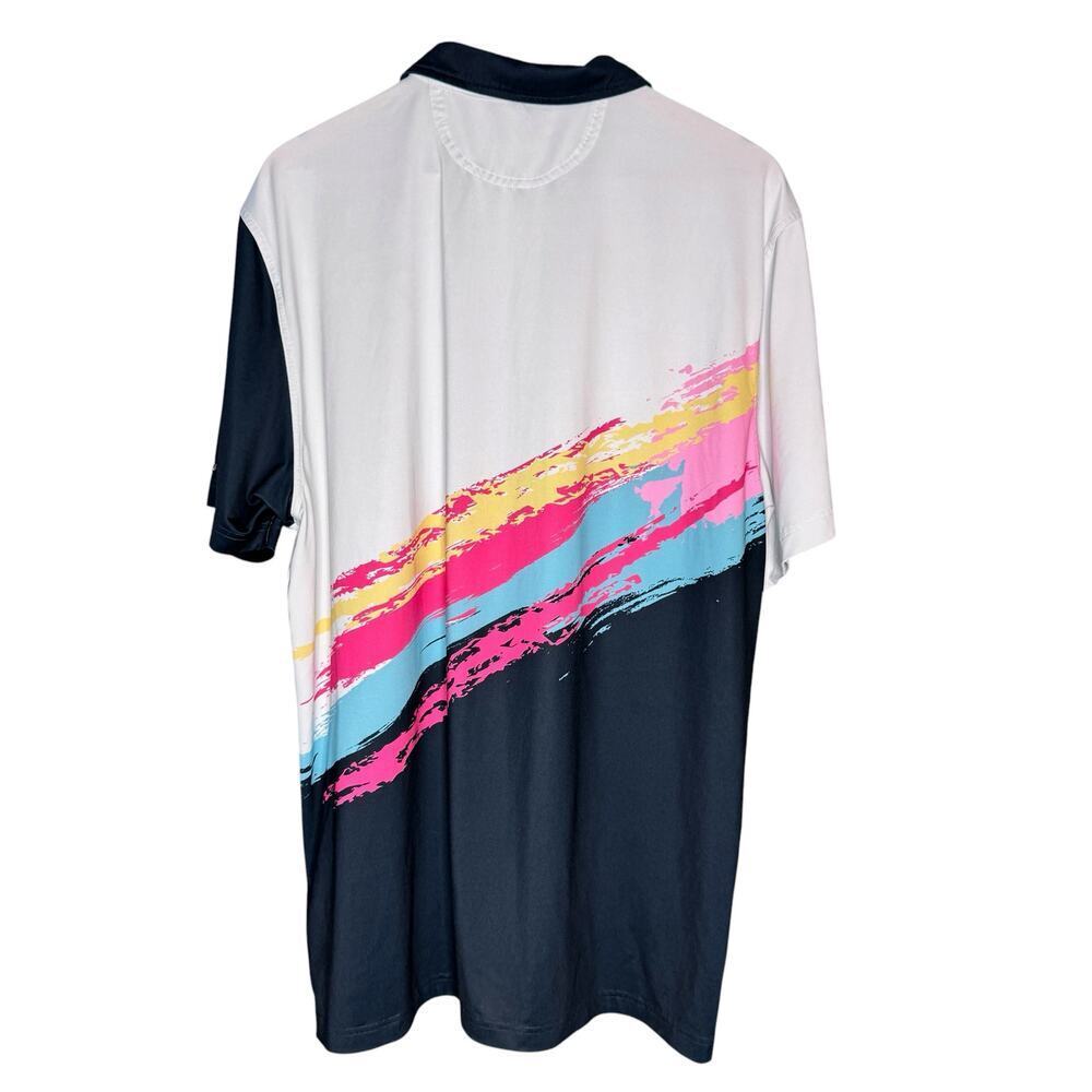 Chubbies Polo Shirt XL Colorblock Retro Stripe Performance Stretch Golf Casual - Picture 2 of 8
